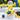 Graduation cupcake bouquet with blue and yellow buttercream swirls and a Happy Graduation topper in a galvanized pail, on an outdoor dessert table with blue and yellow balloons