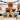 Halloween personalized candy pyramid of six clear cubes printed with a name and Halloween silhouettes on a kitchen island