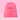 Personalized Cinch Backpack in pink with the name Sarah embroidered in red script and white drawstring straps on a pink backdrop