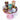 Easter themed colorful layered cupcakes in jars on a pink stand with 'Happy Easter' labels.