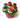 Decorative cupcake arrangement in the shape of a flower bouquet with colorful roses on a white background.