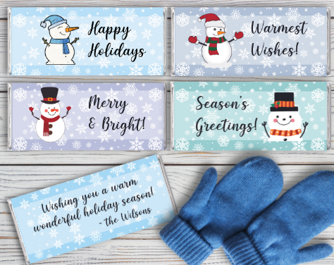 Snowman Personalized Candy Bars